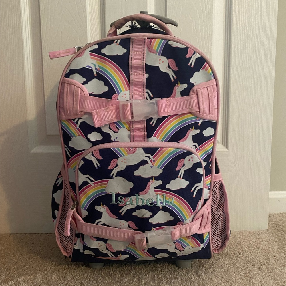 Mackenzie Navy Unicorn Rolling Backpack